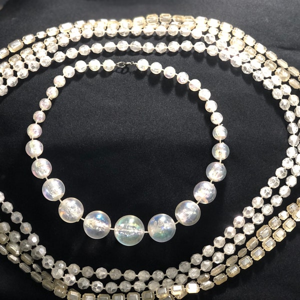 Vintage Espacio Edad 70s/80s Collares Transparentes Lote de 4
