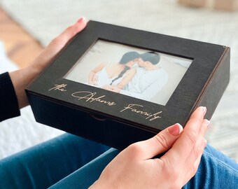 Wooden Memory Box | Personalized Keepsake Photo Storage Box | Valentines Day gift for couples | Love box for him, her, boyfriend, girlfriend