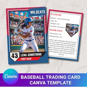 Modello Canva per carte da baseball personalizzate, modello modificabile per carte da baseball