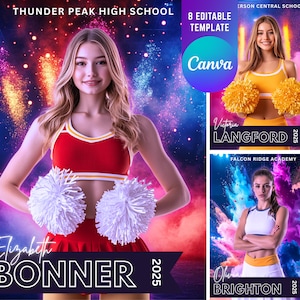 8 Editable Canva Cheer Poster for Senior Night, Sports Canva Template, Custom Poster, Canva Poster, Senior Sports Poster