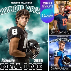 Football Canva Template, Sports Editable Canva, Custom Football Stadium Canva Template for Senior Night Poster, Banners, Cards etc