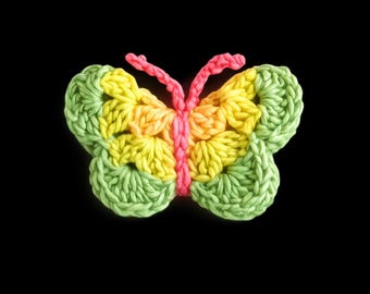 Handgemaakte gehaakte vlinderappliqué – Yarn Craft Embellishment