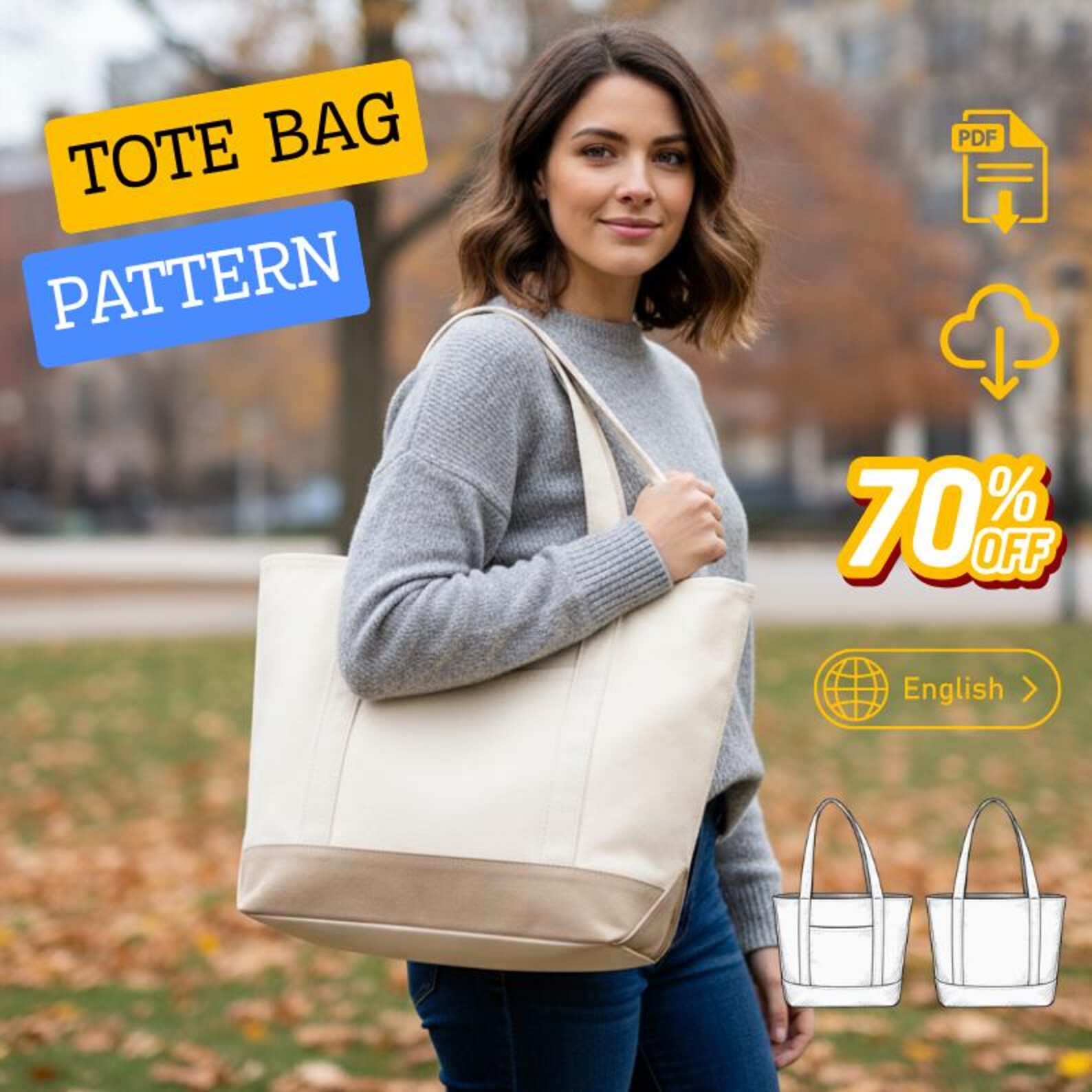 Easy Tote Bag Sewing Pattern | Beginner Friendly (PDF Download) - Etsy