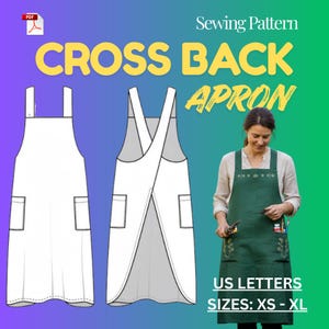 Cross Back Apron Sewing Pattern – DIY Pinafore with Pockets (PDF Pattern)