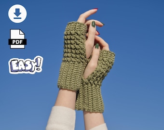 Vingerloze handschoenen gehaakte wanten pdf-patroon, volledige gids, direct downloaden