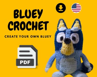 Bluey-haakpatroon, digitale pdf-gids voor gemiddeld, direct downloaden