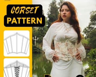 Naaipatroon korset onderborst | Renaissance, bruids, grote maten (pdf-patroon S-5XL)