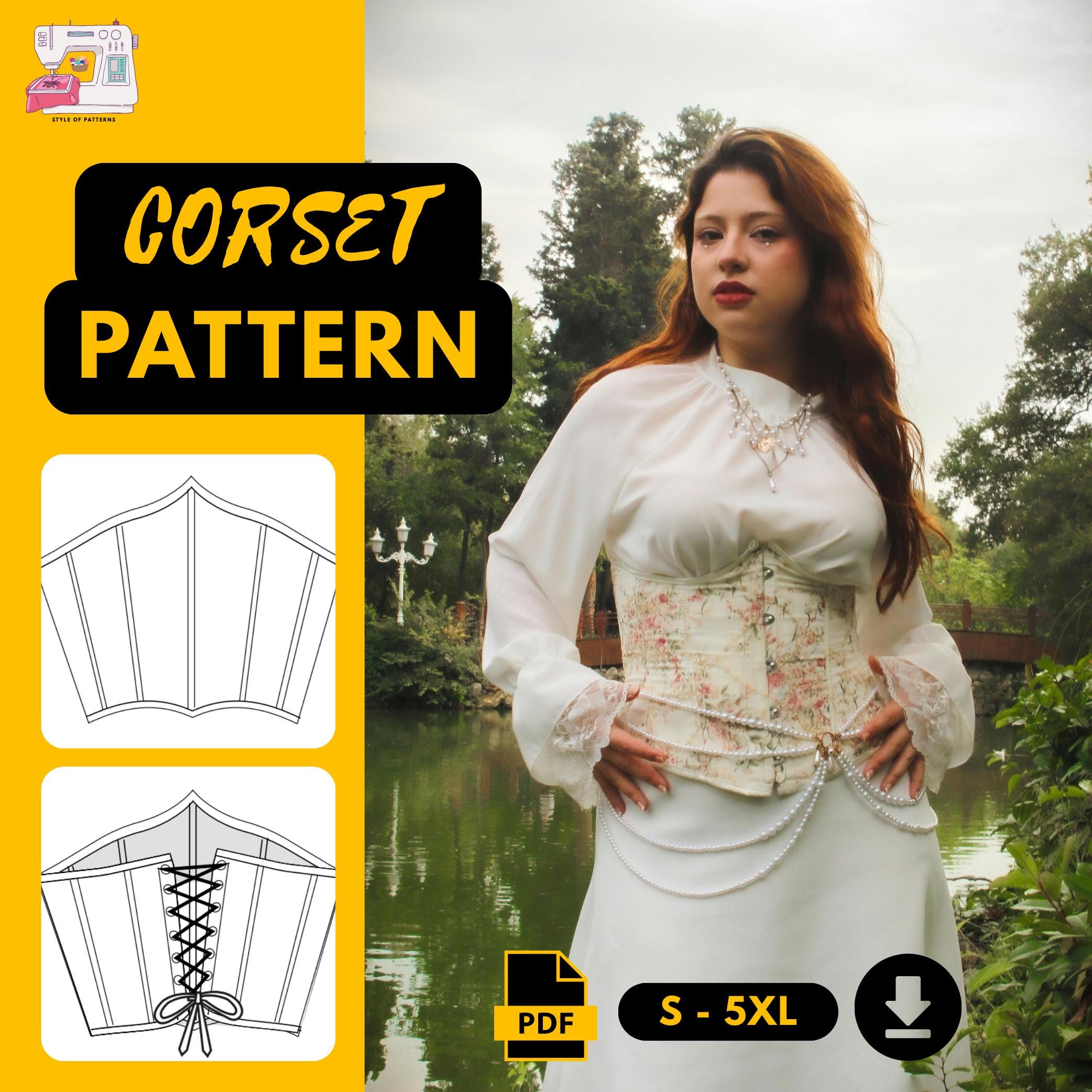 Underbust Corset Sewing Pattern | Renaissance, Bridal, Plus Size (PDF ...