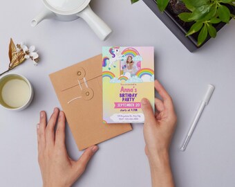 Bewerkbare sjabloon verjaardagsuitnodiging voor kinderen | Canva-feestuitnodiging | Afdrukbare kinderfeestkaart | Direct downloaden