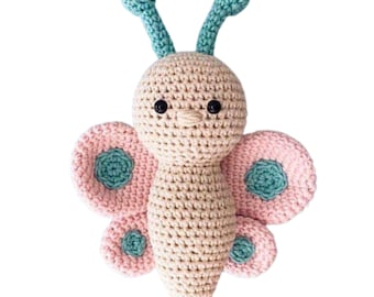 PDF-patroon gehaakt vlinderpatroon | Pastelkleurige patchwork-amigurumi, directe download