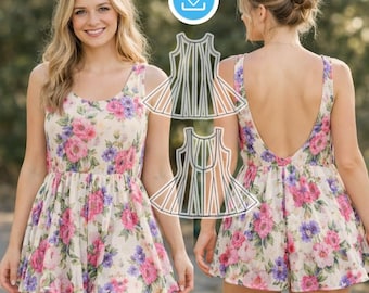 Nieuwe zomerromperjurk naaipatronen, XS tot 5XL, digitale pdf, direct downloaden