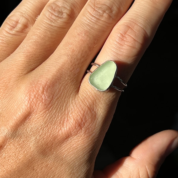 Sea foam green split shank statement ring