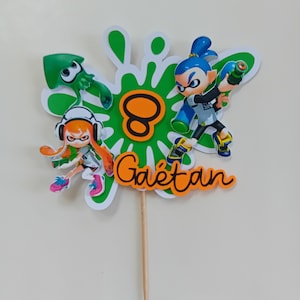 Jet Set 3 Décorations de fête d'anniversaire à thème Splatoon 3 Pull Tab  Gâteau Insert Ballon Spiral Charm