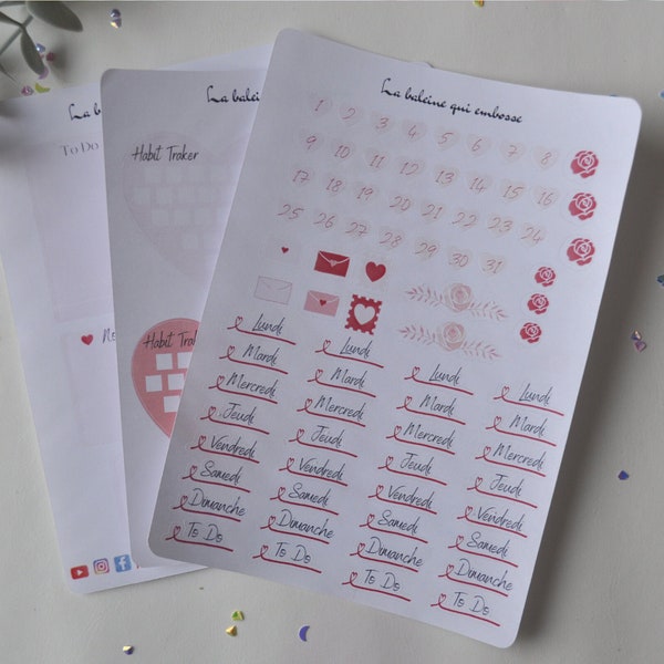 Stickers Bullet Journal saint valentin