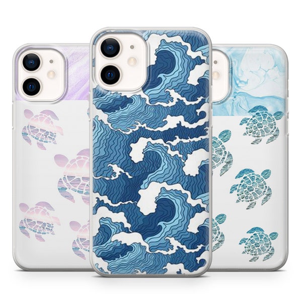 Japanese wave Sea turtle Phone case fit for iPhone 14, 13, 12 Pro iPhone SE iPhone X iPhone XS iPhone