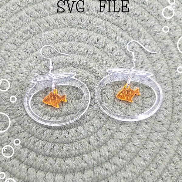 Goldfish in a Bowl Dangle Earring SVG laser file - Glowforge Ready - SVG ONLY - Acrylic