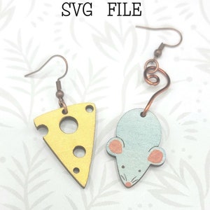 Set mismatch muis en kaas bungeloorbel SVG-laserbestandontwerp - Glowforge Ready - ALLEEN SVG