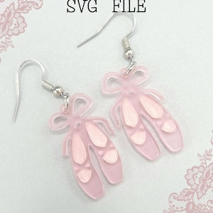Ballet Pointe Toe Shoes Ballerina Dangle Earring SVG laser file design - Glowforge Ready - SVG ONLY - Dance