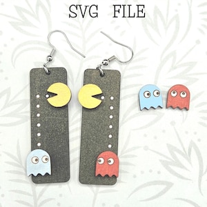 Pac Man-videogame Retro bungeloorbel SVG-laserbestandontwerp - Glowforge Ready - ALLEEN SVG