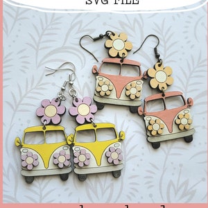 Retro Flower Bus SVG - Glowforge Ready - SVG Only