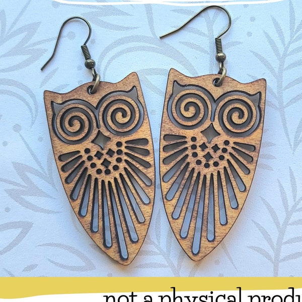 Dangle Owl Earrings Simple SVG File - Glowforge Ready - SVG File ONLY