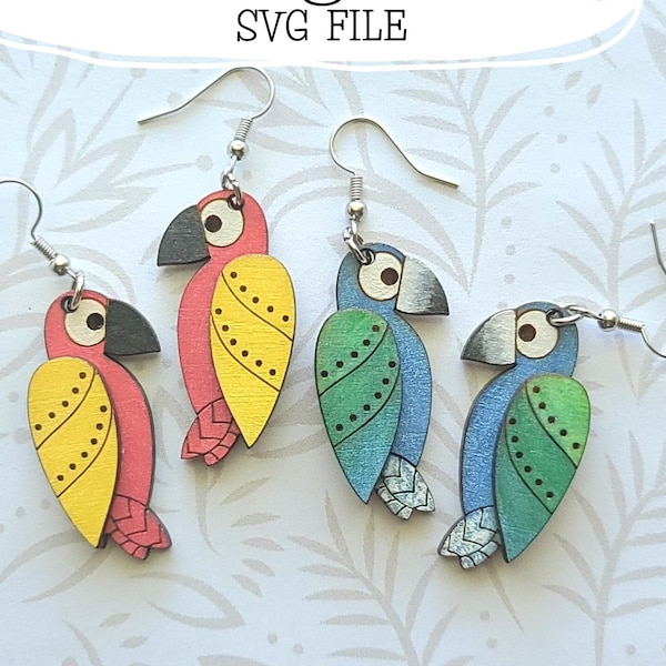 Exotic Bird Earring SVG - Glowforge Tested and Ready - SVG Only -  Rain Forest - Parrot - Toucan - Rain Forest - Nature