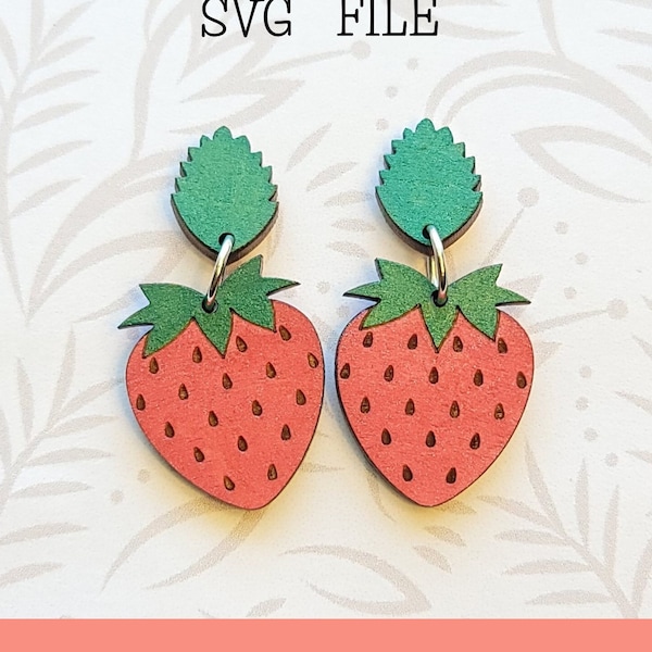 Strawberry Dangle Earring with Stud Top SVG File - Glowforge Ready - SVG ONLY - Strawberries