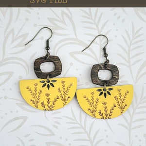 Boho Flower Semi Circle Dangle Earring SVG - Glowforge Ready - SVG ONLY