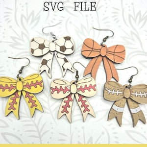 Sports Bow Bundle Dangle Earring SVG laser file design - Glowforge Ready - SVG ONLY