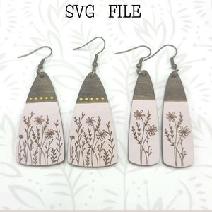 Brinco pendente de flores silvestres Arquivo laser SVG - pronto para Glowforge - SOMENTE SVG - flores - primavera
