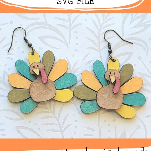 Turkey Earring SVG - Glowforge Ready - SVG Only - Thanksgiving - Fall - Autumn