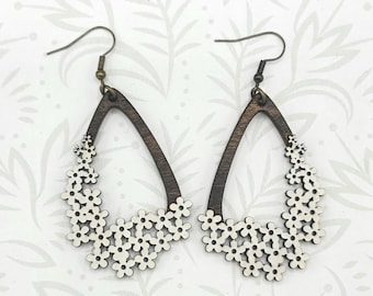 Teardrop White Flower Dangle Earring SVG file - Glowforge Ready - SVG file ONLY