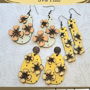 Polka Dot and Flower Earring SVG - 3 Styles - Glowforge Ready - SVG Only