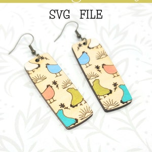 Poules et boucle d'oreille soleil Dangle fichier SVG - Glowforge Ready - SVG UNIQUEMENT - vache - cochon - ferme - oeuf - cheval