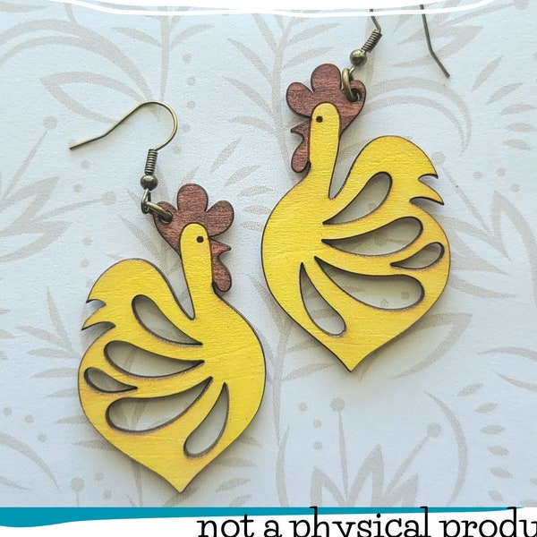 Chicken Earring SVG - Glowforge Tested and Ready - SVG Only - Farm House - Boho - Birds