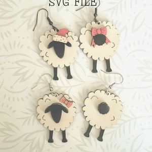 Orecchino pendente pecora natalizia e pecora per tutte le stagioni SVG - Glowforge Ready - SOLO SVG