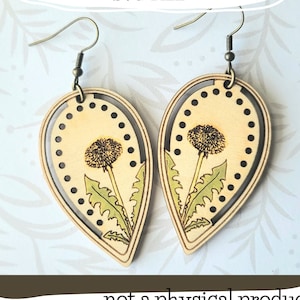 Dandelion Dangle Earring SVG 2 - Glowforge Ready - SVG ONLY