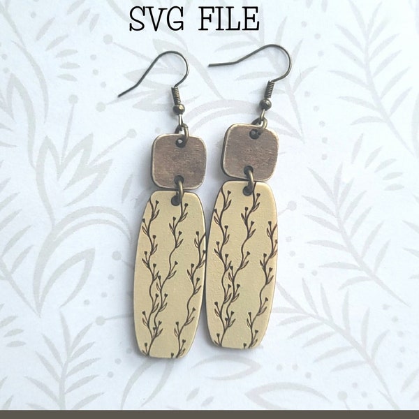 Slender Vine Flower Boho Dangle Earring SVG - Glowforge Ready - SVG ONLY