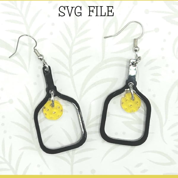 Pickleball Pickle Ball Dangle Earring SVG file - Glowforge Ready - SVG file ONLY