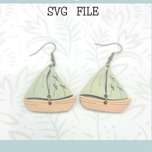 Segelboot mit Vögeln Baumeln Ohrring SVG Laser Datei Design - Glowforge Bereit - SVG NUR - Ozean - Sand - Oktopus - Fisch - Hai