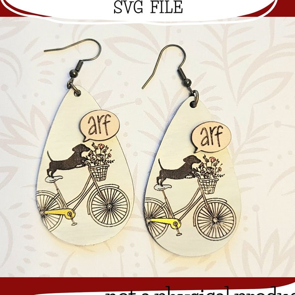 Daushund Weiner Dog on a Bicycle Earring SVG - Glowforge Ready - SVG file ONLY