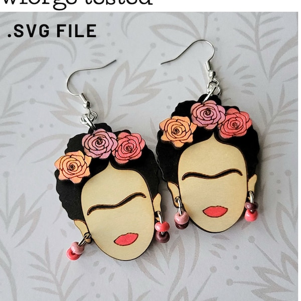 Frida Kahlo Artist - Cinco de Mayo Earring SVG - Glowforge ready SVG