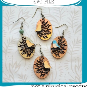 Birds in a Tree Earring SVG Files - Glowforge Tested and Ready - SVG Laser File Only