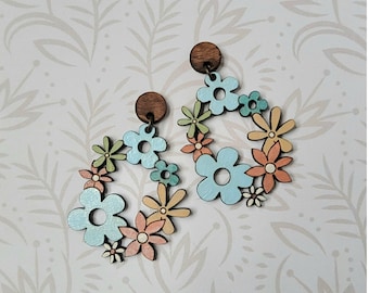 Retro Flower Drop Earring SVG - Glowforge