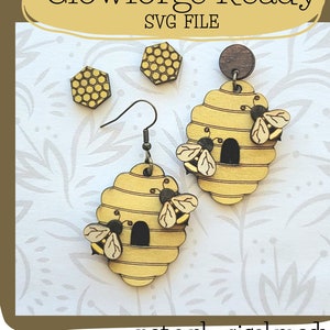 Bumble Bee Hive Dangle Earring SVG - Glowforge Tested and Ready - SVG Only