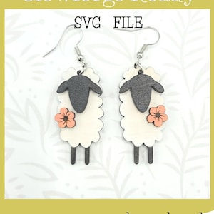 Pecora con fiori pendenti file SVG - Glowforge Ready - SOLO SVG - fattoria - maiale - capra - cavallo