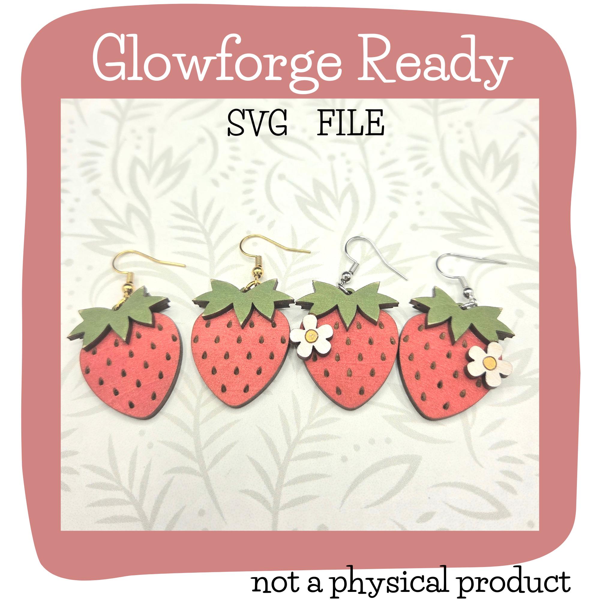 Strawberry Strawberries and Flowers Dangle Earring SVG laser file design - Glowforge Ready - SVG ONLY - lemon - watermelon - orange