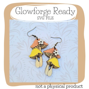 Twee paddestoelen met bloemen oorbel SVG - Glowforge klaar - alleen SVG