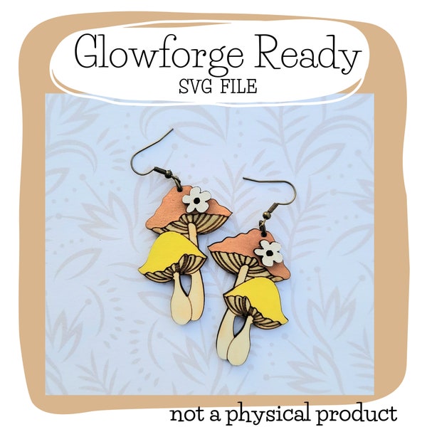 Two Mushrooms with Flowers Earring SVG - Glowforge Ready - SVG Only