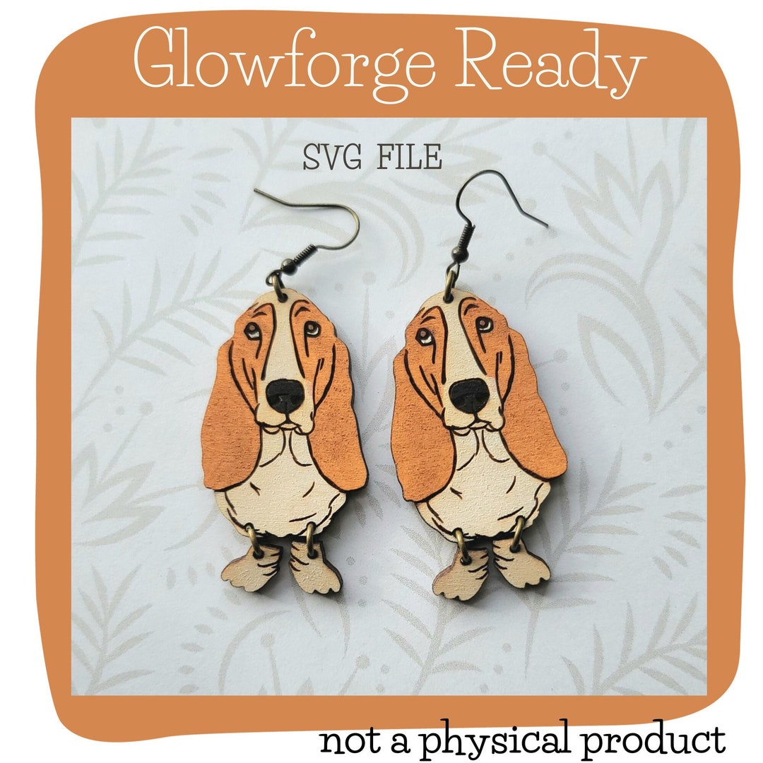 Basset Hound Dog With Dangle Feet Earring SVG Ready SVG ONLY